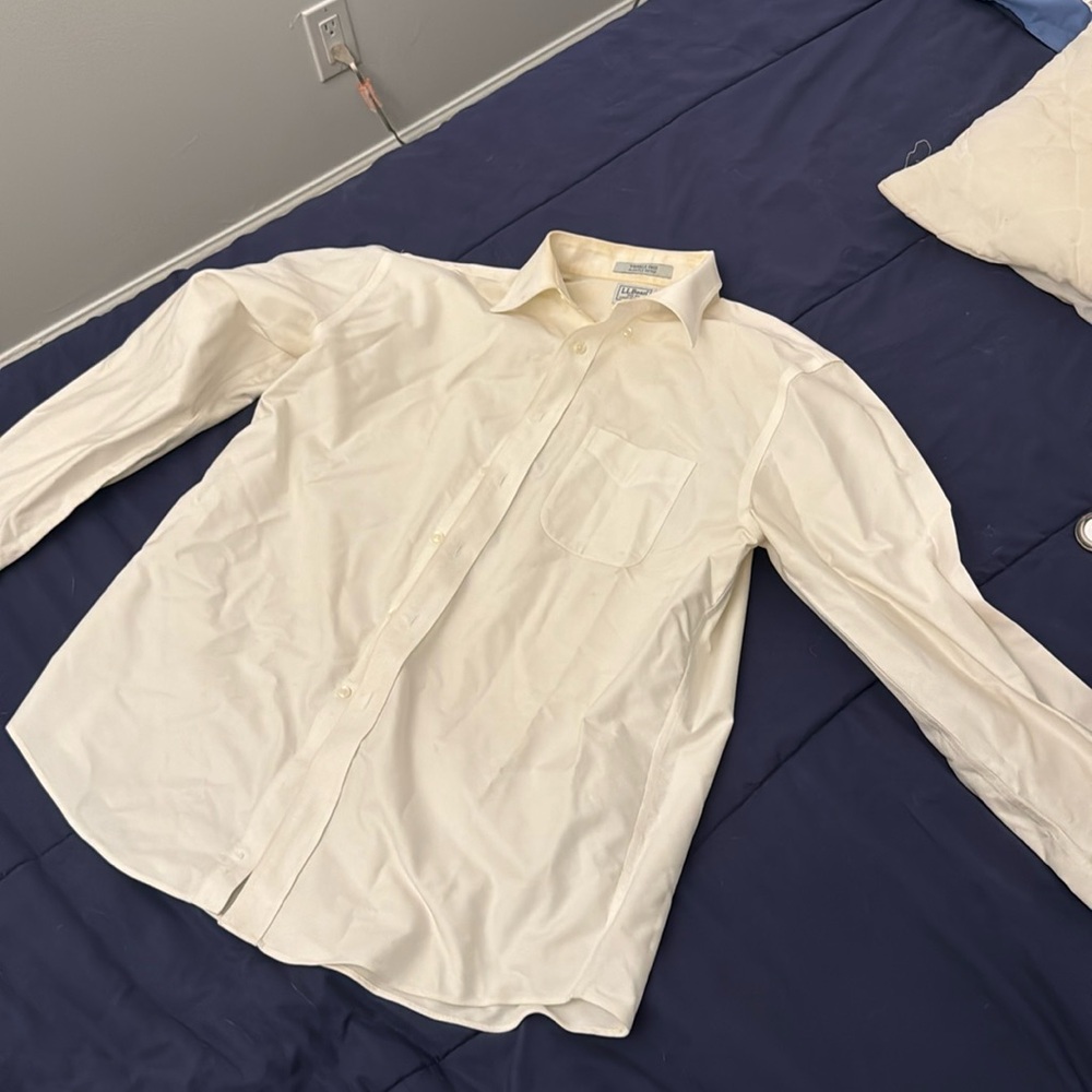 LL Bean white button down